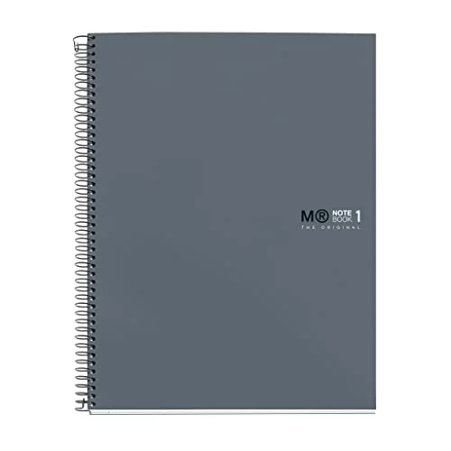 Miquelrius A5 anteckningsbok 80 ark 90 gr Grid 5 x mm 1 färgremsa Mjukgjord hårt omslag Grafit färg 8422593466988