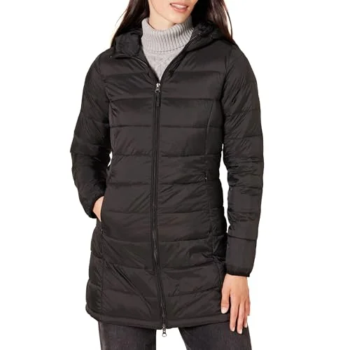 Amazon Essentials lättviktig vattentålig pufferjacka med huva (finns i plusstorlekar), svart, M 191770675823