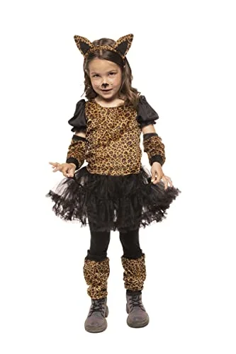 Rubies Leopard tutu kostym för flickor, klänning med och svans, pannband, vantar, värmare tights, original, perfekt halloween, jul, karneval födelsedag. 8422971800168