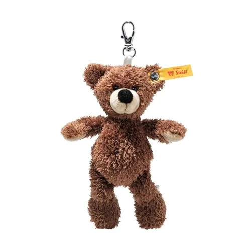 Steiff Fynn nallebjörn mörkbrun 12 cm, mjuk cuddly vänner nyckelring, gosedjur hänge, teddy av gosig plysch, gosedjurshänge med nyckelring 4001505112584