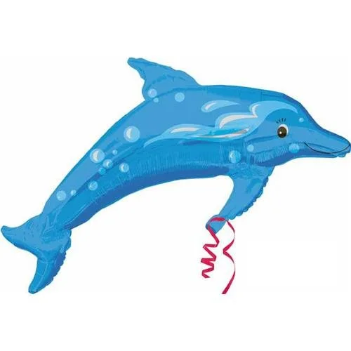 Folat aluminiumballong Happy Blue Dolphins, 22906 02A, blå 26635229067