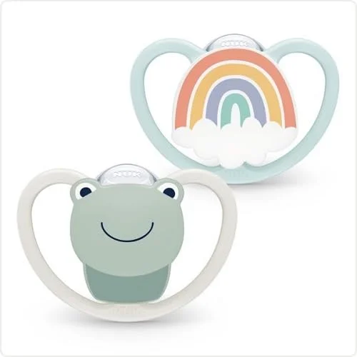 NUK Space napp 06 månader extra ventilerade nappar för känslig hud BPA fri silikon pojke 2 pack 4008600427544