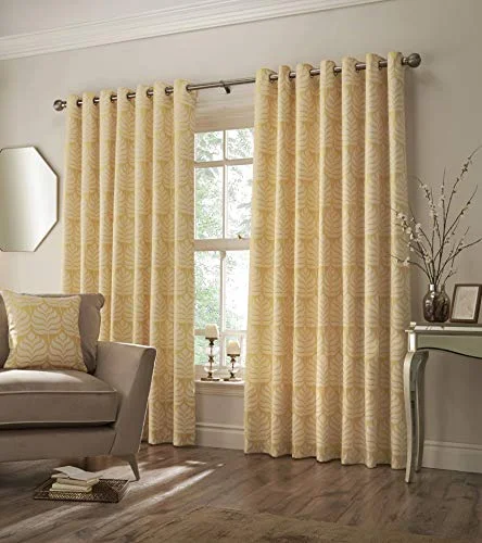 Paoletti Contemporary Horto Ringtop öljettgardiner, ockra, 229 x 137 cm 5025532338631
