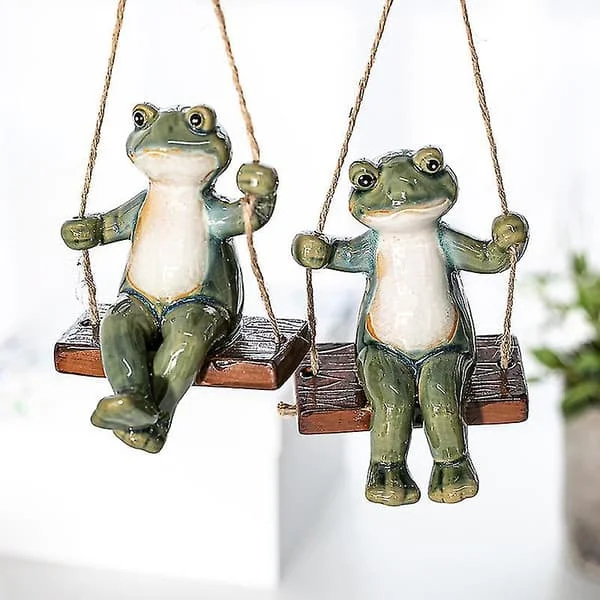 1 par söta grodor statyer hängande trädgårdspar skulpturer keramik för hemmet ZYTU-013219 1 par söta grodor statyer hängande trädgårdspar skulpturer keramik för hemmet ZYTU-013219