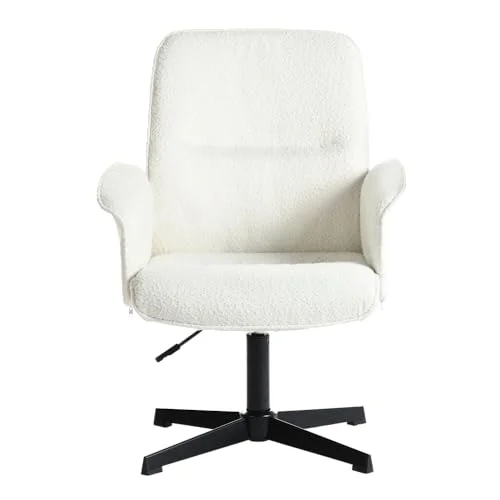MEUBLE COSY Thomasina Relax Fåtölj Vardagsrumsstol Toalett Kontor Roterbar Justerbar Höjd Bouclé Tygsits för Vardagsrum Sovrum Arbetsrum Vit, Metall, 66 x 63 82 94 cm 6974385629238
