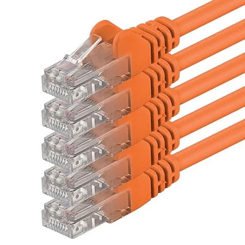 1aTTack.de 5 m orange stycken (pack) CAT.6 CAT6 Ethernet Lan nätverkskabel 1000 Mbit/s patchkabel 4250344825326