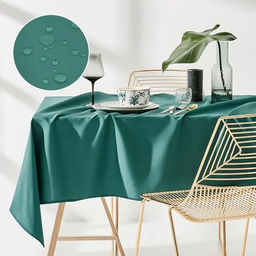 ROOM99 Aura bordsduk 110 x 160 cm bordsduk, fläckskydd, tvättbar, vattenavvisande, smutsavvisande polyester, rektangulär festdekoration, året runt, flaskgrön 5902963474490