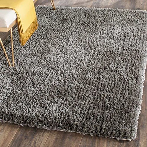SAFAVIEH lurvig matta för vardagsrum, matsal, sovrum popcorn shag kollektion, hög lugg, grå, 91 x 152 cm 889048075504