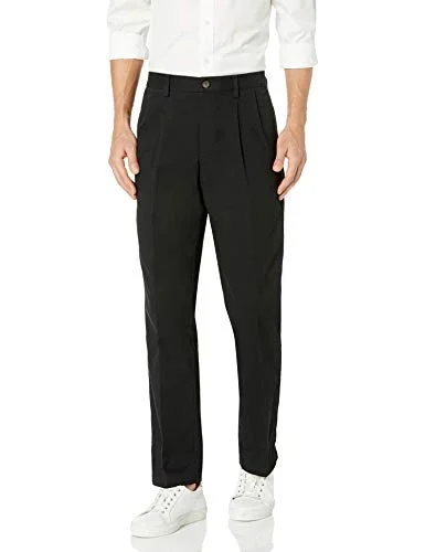 Amazon Essentials herr klassisk passform skrynkelfri veckad chinos byxa för män (finns i stor och hög), svart, 38 B x 34 L 191770160534