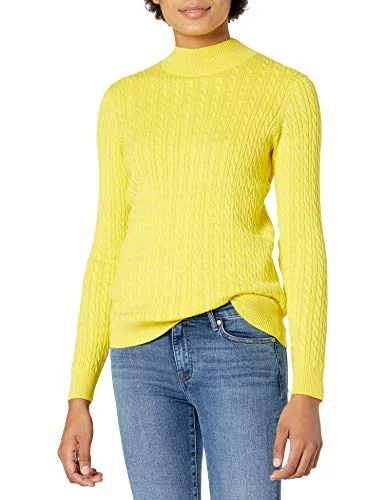 Amazon Essentials dam klassisk passform lätt kabel långärmad stoppad hals, ljusgul, X Large 195111229058