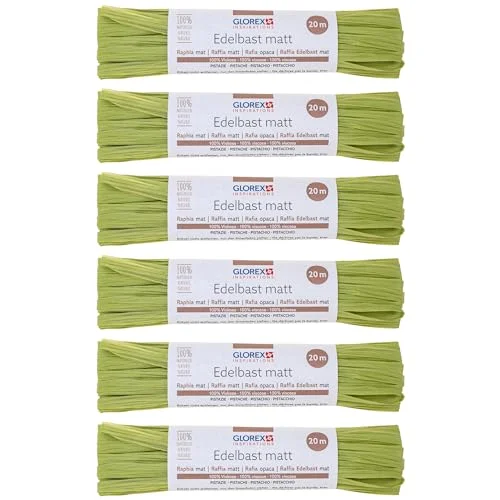 GLOREX 6 9400 509K Raffia ädelbast, buntar per 20 m matt bast, pistasch för pyssel, dekoration eller arrangemang, buketter och andra blomarbeten 7610877605753