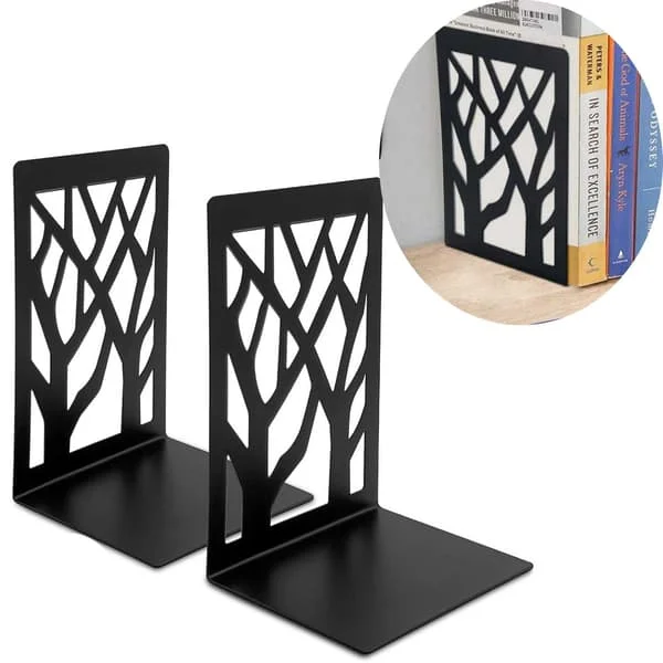 1 par bokstöd, 12 x 9 x 16 cm, svarta bokstöd, bokstöd för hyllor, bokstöd för tunga böcker, bokstöd för kontor/hem 250927xchfd1170