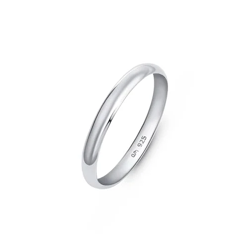 Amberta Kvinnor 925 Sterling Silver Vigselringar: Tjocklek 2.5 mm Storlek 50 5055806922723
