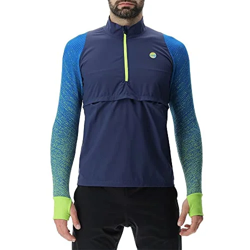 UYN O102433 RUNNING EXCELERATION WINDPROOF SHIRT LONG SL.ZIP UP Jacka Män Lapis/Lime S 8054216638252
