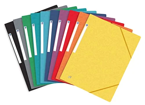 OXFORD Topfile+ 10 stycken mappar, kartong, 3 flikar, format A4, med elastiskt band 3045050405549