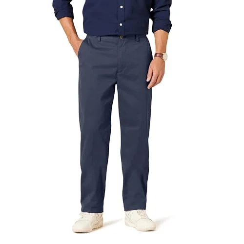 Amazon Essentials herr Classic Fit skrynkelbeständig platt framsida chinos byxa (finns i stor och hög), marinblå, 54 B x 30 L 196433253806