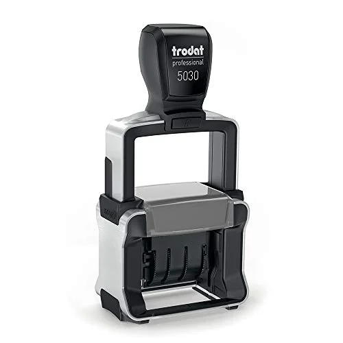 Trodat Professional 5030 självpåfyllande datumstämpel, 4 x 26 mm fingeravtrycksbredd, MMM datumformat (första 3 bokstäverna på italienska) AAAA, teckenhöjd, patron ingår i svart bläck 190084316088