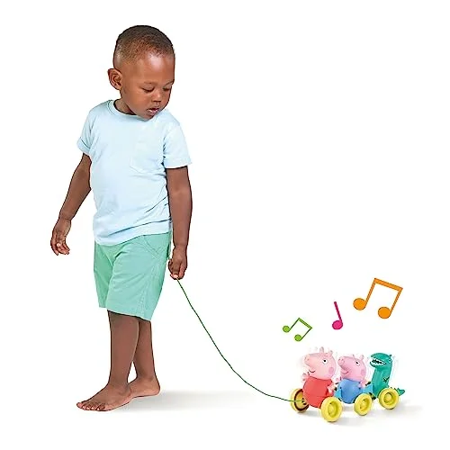 Tomy Toomies Pull Along Peppa (E73527) Wibble Wobble Action Pig, dinosaurie Baby återuppdragsleksak småbarnsleksak Gris leksak m. Musik och ljud plus 18 månaders 5011666735279