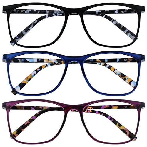 Opulize Unisex båge läsglasögon (3 pack), Svart/blå/lila, 2,50 Dioptrien 5055955375043
