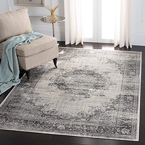 Safavieh Medaljong Vintage inomhus Rektangulär matta, Flätad, Atlas Collection, ATL966, Vit Elfenben/Grå, 160 x 231 cm 889048902886