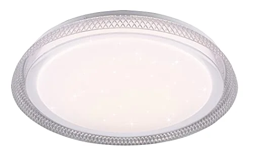 Reality Leuchten LED-taklampa Heracles R62371200, plastvit, inkl. 24 watt LED, stjärnljuseffekt, fjärrkontroll 4017807454161