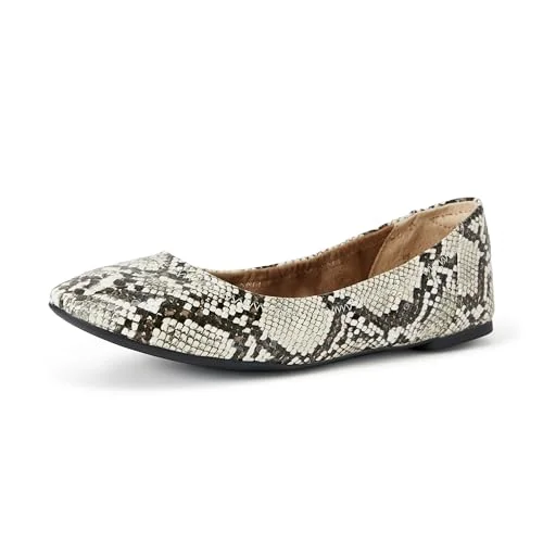 Amazon Essentials kvinnors Belice Slip On balett platt, svart vit fuskormhud, 39 EU Bred 840809186709
