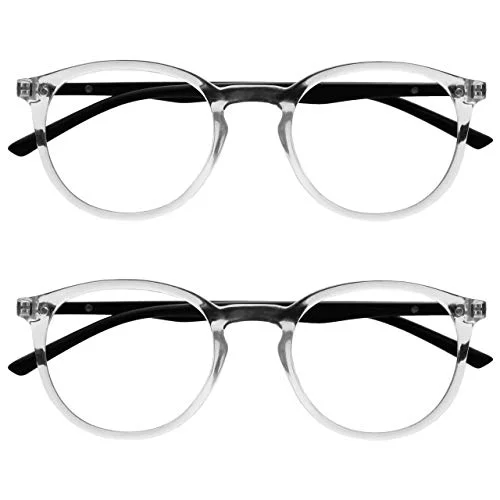 OPULIZE Möt blåljusblockerande glasögon 2 pack smala runda fjädergångjärn förbättrar sömnen datorspel antireflekterande transparent herr dam BB60 C +0,00 5055955362715