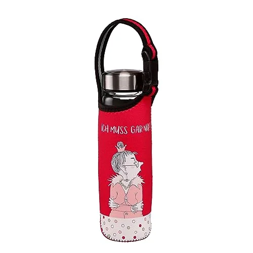 Goebel Vattenflaska med neoprenfodral röd Barbara vän Jag behöver inte ens 0,7 l, höjd 26,5 cm, 27 001 11 1 4005169352973