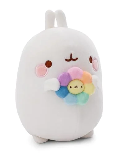 Gosedjur MOLANG med regnbågsblomma 24cm i presentförpackning vit mjuk leksak gjord av plysch; Gullig att gosa och leka med, för barn vuxna: utmärkt present 4012390611656