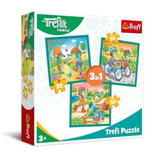 Trefl The Treflik Family, Lär känna Trefliks pussel 3i1, 3 Läggspel, från 20 till 50 bitar Färgglatt med sagans karaktärer, Olika svårighetsgrader, Underhållning för barn år 5900511348729