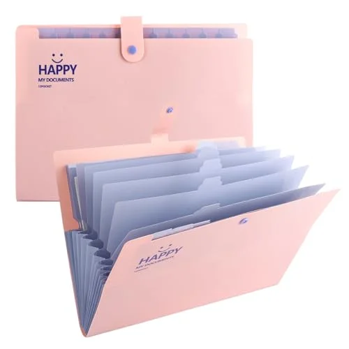 ASelected 2 stycken mapp A4 fackmapp dokumentmapp med utbyggbar 12 fack utökar dokumentorganisatör för hem kontor skola och på resor 750739993912