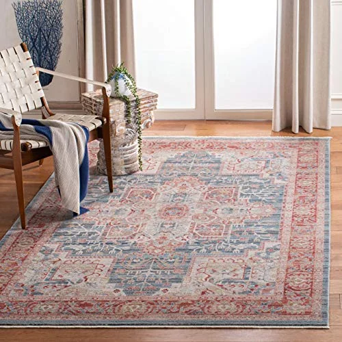 Safavieh Modern klassisk inomhus vävd rektangel matta, Kenitra kollektion, KRA659, i blått/röd, 91 x 152 cm för vardagsrum, sovrum eller alla inomhusutrymmen 889048786875