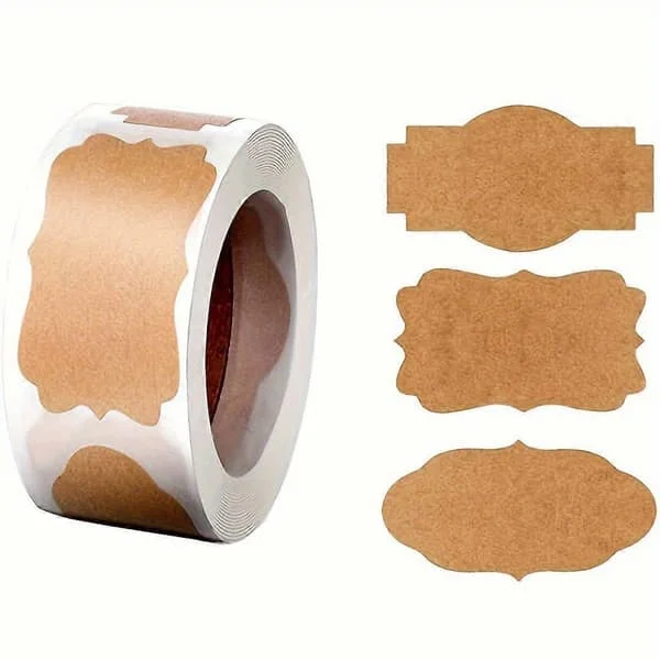 1 rulle, presentetiketter, 1,2″ X 2″ självhäftande presentklistermärken, naturliga kraftetikettklistermärken, avtagbara matetiketter, självhäftande tomma etiketter för Brown 260730zjtcjfg414