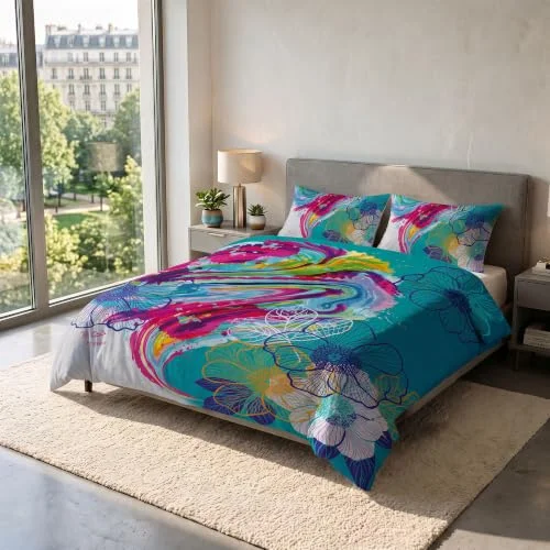 Italian Bed Linen KI OSA Digitaltryck påslakanset 100% mjuk bomull, tillverkad i Italien, dubbel, KIO 608 8058575157577