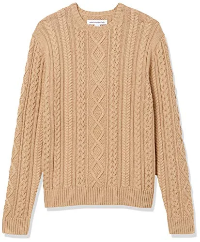 Amazon Essentials Herr långärmad 100% bomull fiskare kabel rund hals tröja, kamel, X Large 195111094007
