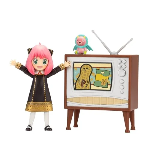 Total Anime Anya Forger SPYxFAMILY figur med utbytbara ansikten, reservhänder, nallebjörn och TV, figurstorlek 16,5 cm 191726717614