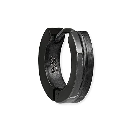Save Brave India Herren Ohrring aus Edelstahl in schwarz Clipverschluss Größe: 13,5 mm ohne Nickel und Blei inkl. Schmuckverpackung 4260756387282