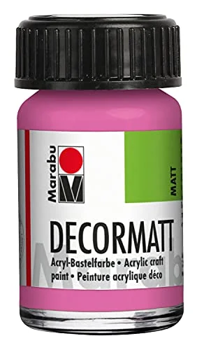 Marabu 14010039033 dekorativ matta akryl rosa 033, 15 ml, sammetsmatta vattenbaserad färg, krämig och färgintensiv, salivsäker, väderbeständig, för fri målning stencilering 4007751097392
