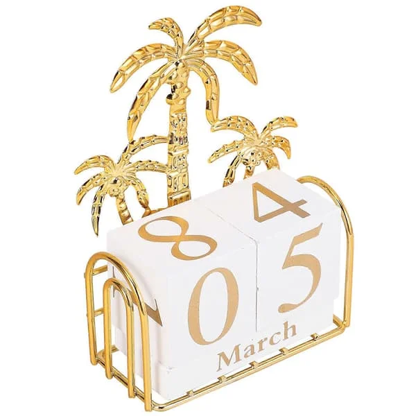 1 Set Trä Kalender Block Kontor Evighetskalender Dekorativ Bordskalender Blockkalender CJ-01-0806011221