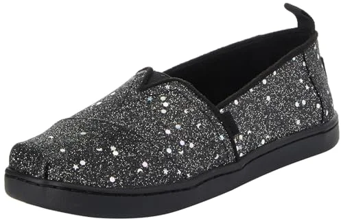 TOMS Klassisk Alpargata loafer för flickor platt, Svart kosmiskt glitter, 37.5 EU 195703458613