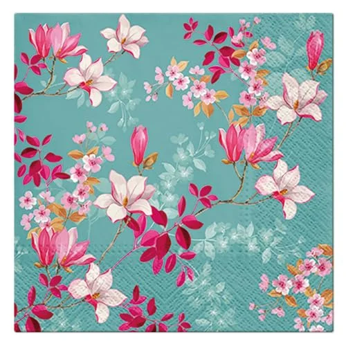 Homéa, Set med 20 pappersservetter 33 x cm nya Magnolias 3574380613855