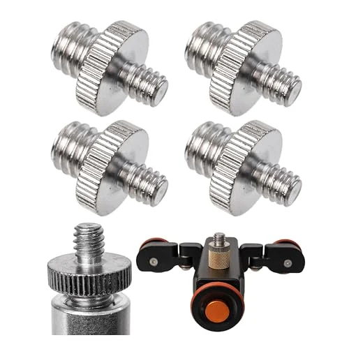 1/4 tum20 till 3/8 tum 16 yttre gänga adapter skruv, 4 pack, hane på båda sidor kontaktadapter, reduceringshylsor, skruvadapter, stativskruv, för tripod, lampa, kameratillbehör DSLR 8720364194666