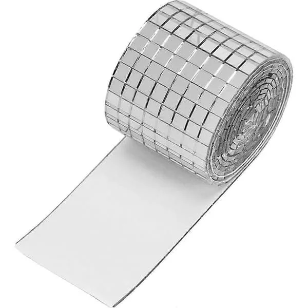 1 rulle mosaikväggklistermärke självhäftande mosaikklistermärke mosaikplattklistermärke DIY glasdekal [D] Silver 100x4cm LXD-0721410