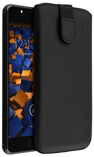mumbi äkta läderfodral kompatibel med Wiko U Feel Prime skal läder väska Case Wallet, svart 4251077273163
