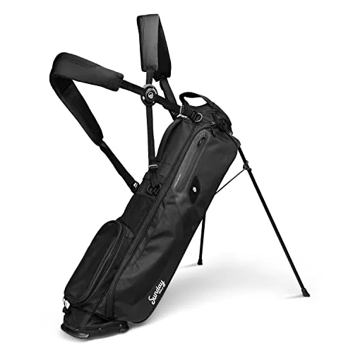 Sunday Golf El Camino golfväska av lätt stående väska med dubbel rem att bära passar en komplett uppsättning klubbar. Minimalistiska golfare och golfvagnar (matt svart) 657768235832