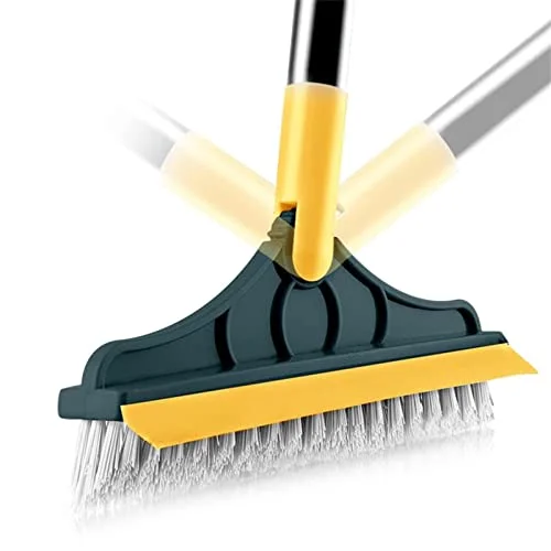2 in 1 Cleaning Scrub Brush, 2022 New Floor Brush Scrubber with Long Handle, Premium Rotating Bathroom Kitchen Crevice 120 Degree Triangular Head Squeegee 14089169008