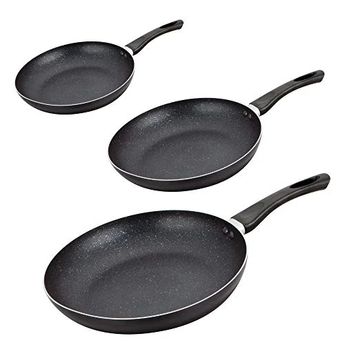 KAMBERG Set 3 stekpannor 20/24/28 cm pressad aluminium stenbeläggning alla hällar inklusive induktion PFOA fri 3700686981170