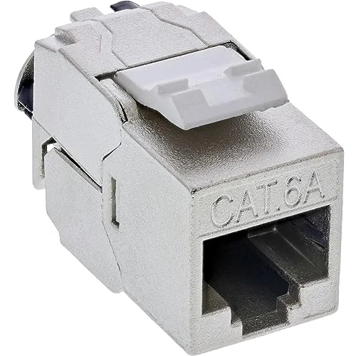 InLine® Keystone RJ45 uttag slim, SNAP In, Cat.6A, integrerat buntband 4043718312139
