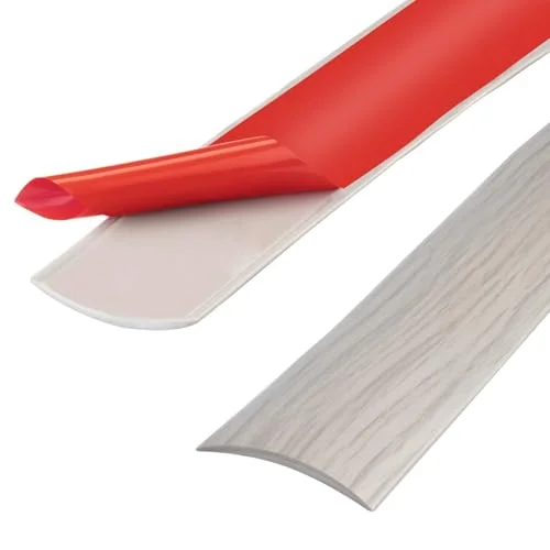 200 cm PVC tröskellist, golv övergångsremsor, laminatgolv täcker remsor, självhäftande golvdörr skiljeremsa (5 cm, askkorn) 793101214390