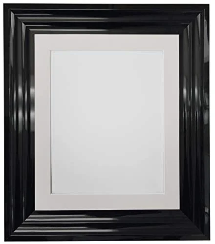 FRAMES BY POST Firenza högglansig svart fotoram plastglas med elfenbensfäste A3 för bildstorlek A4 5027495633235